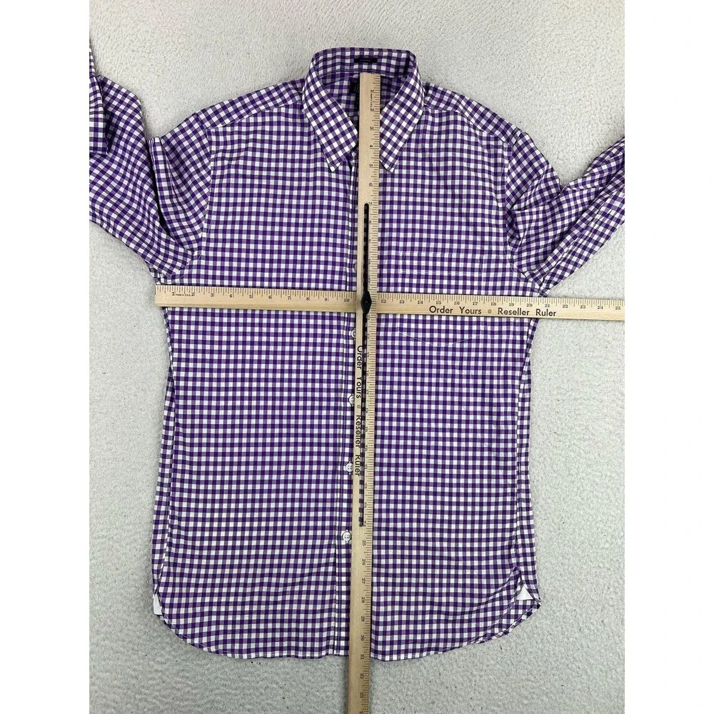 J.Crew Mens Purple Gingham Slim Fit Dress Shirt 15.5 34/35 120s 2-Ply Cotton